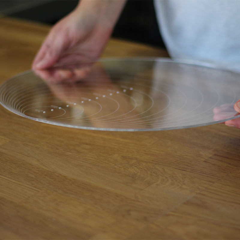 Centre Point Template Cake Board Guide for Dowels in use