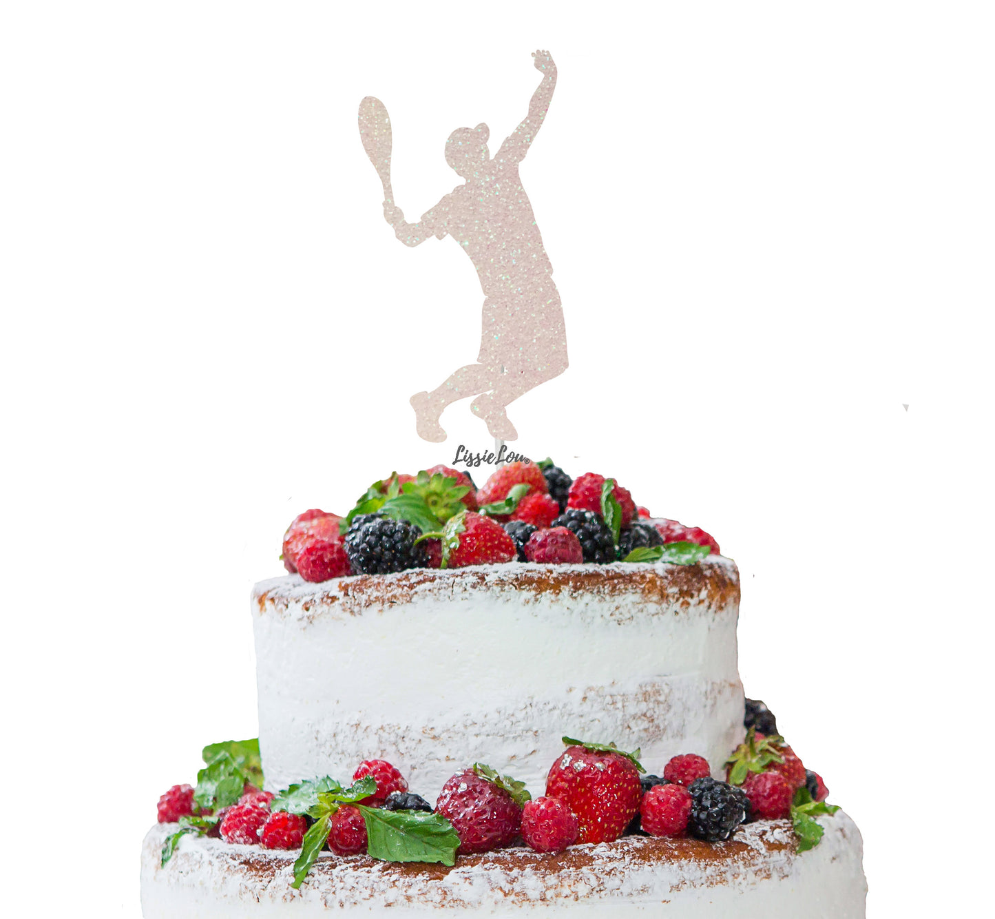 Tennis Male Cake Topper Glitter Card White