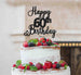 Happy 60th Birthday Pretty Cake Topper Glitter Card Black