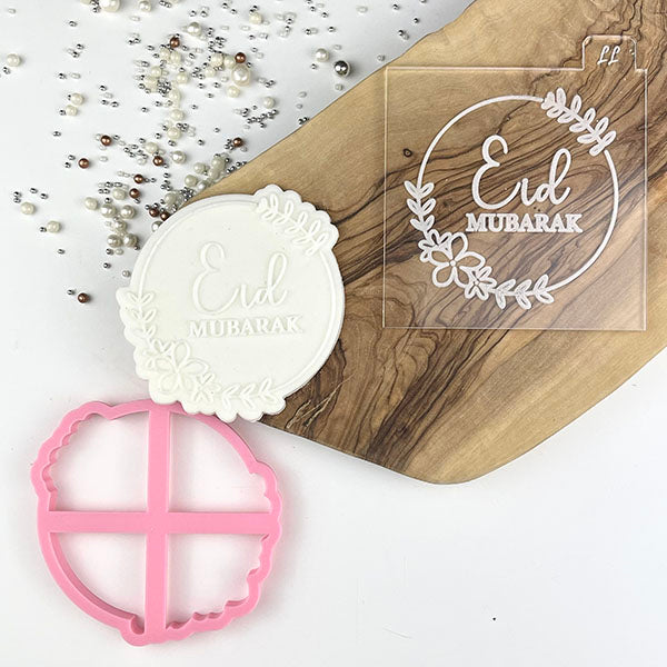 Eid Mubarak in Floral Circle Ramadan Cookie Cutter and Embosser