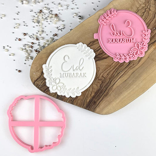 Eid Mubarak in Floral Circle Ramadan Cookie Cutter and Stamp