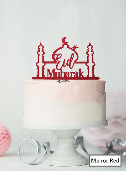 Eid Mubarak Mosque Acrylic Cake Topper Mirror Red