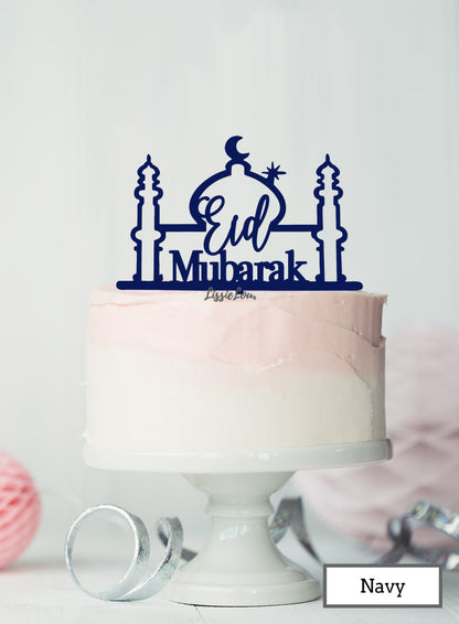 Eid Mubarak Mosque Acrylic Cake Topper Navy