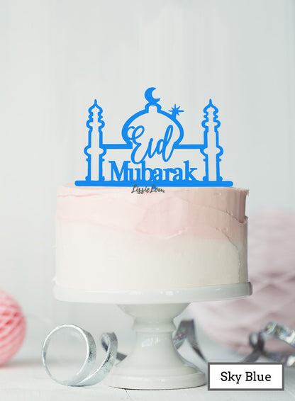 Eid Mubarak Mosque Acrylic Cake Topper Sky Blue