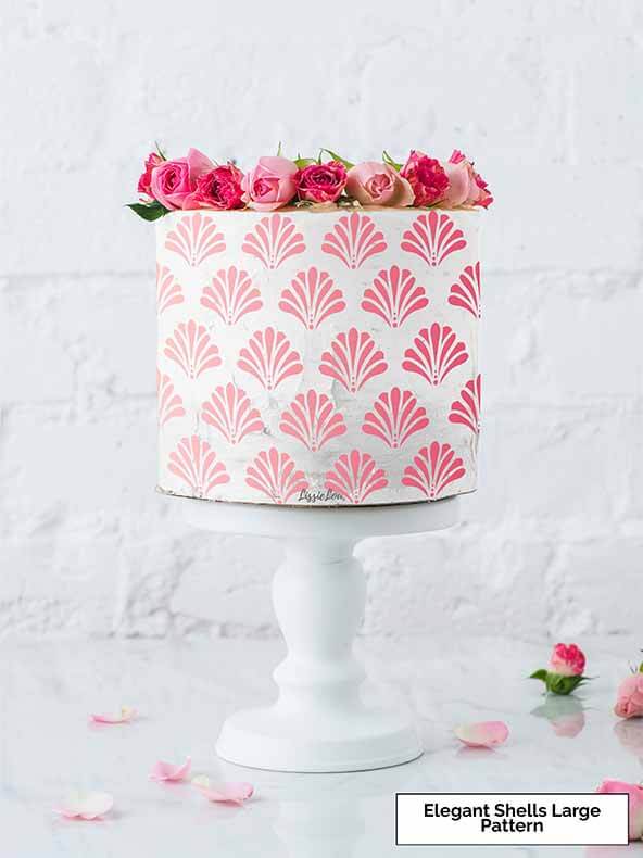 Elegant Shells Large Pattern Cake Stencil - Full Size Design