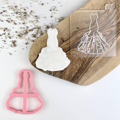 Elegant Wedding Dress Cookie Cutter and Embosser