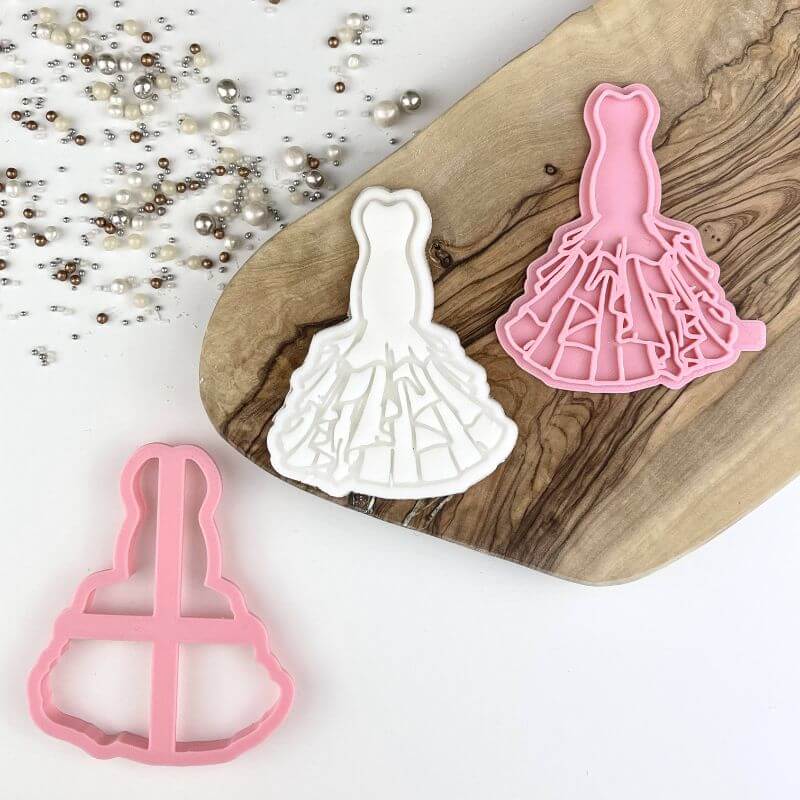 Elegant Wedding Dress Cookie Cutter and Stamp
