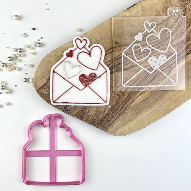 Envelope of Hearts Valentine's Cookie Cutter and Embosser