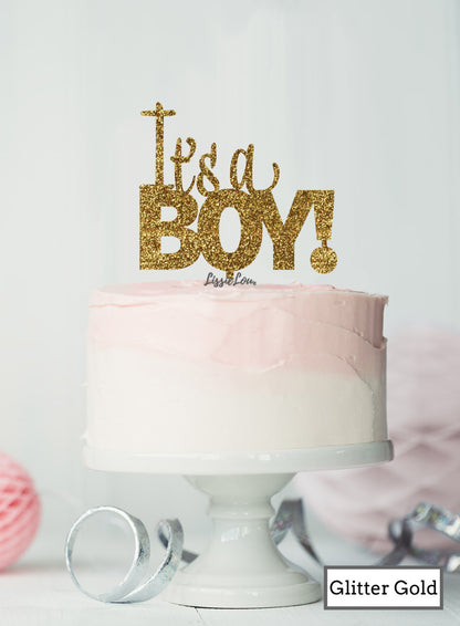 It's a Boy Baby Shower Cake Topper Premium 3mm Acrylic Glitter Gold