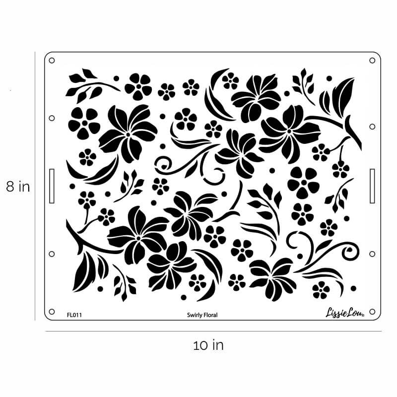 Swirly Floral Cake Stencil - Full Size Design