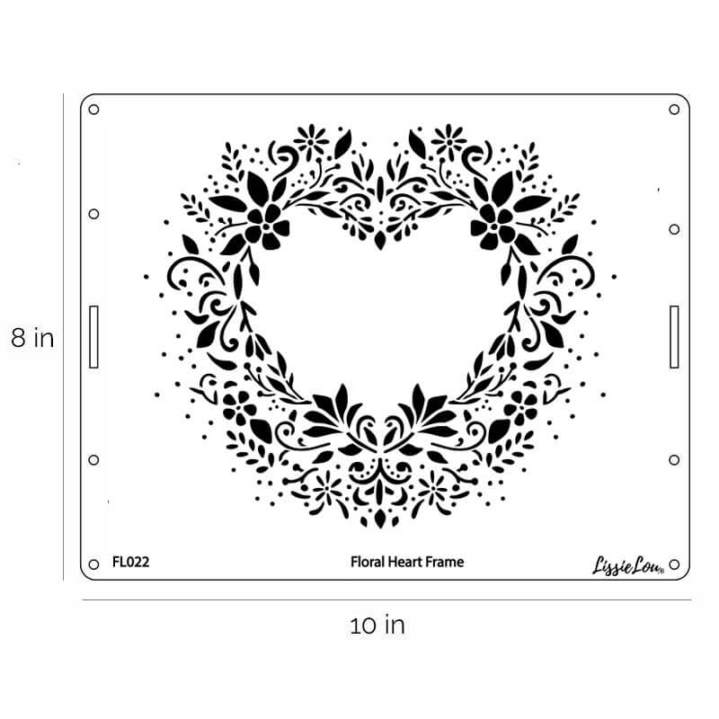 Floral Heart Frame Cake Stencil - Full Size Design