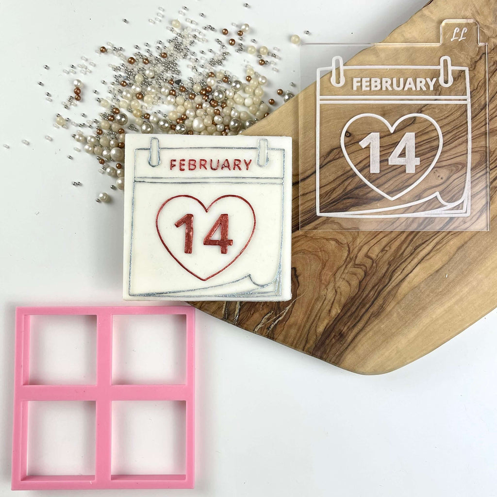 February 14th Calendar Valentine's Cookie Cutter and Embosser