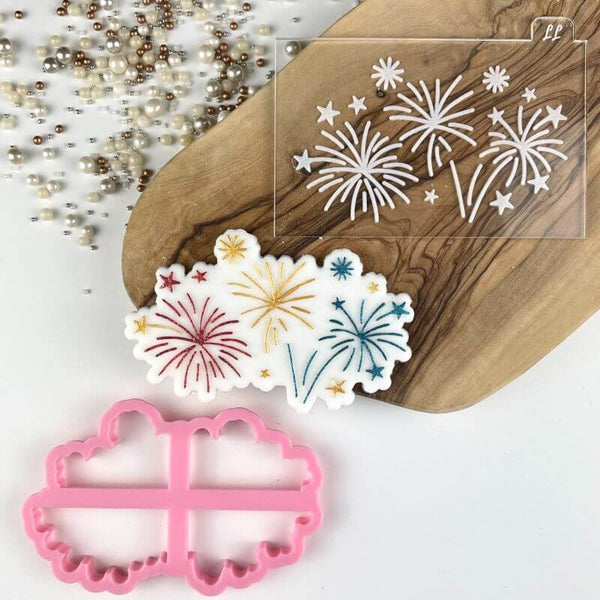 Fireworks New Year Cookie Cutter and Embosser