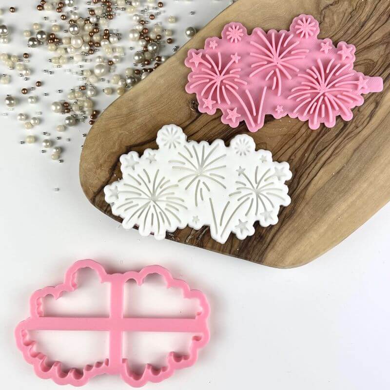 Fireworks New Year Cookie Cutter and Stamp