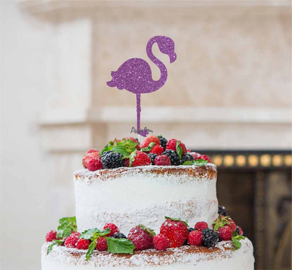 Flamingo Cake Topper Glitter Card Light Purple