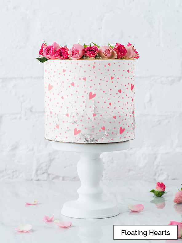 Floating Hearts Cake Stencil - Full Size Design