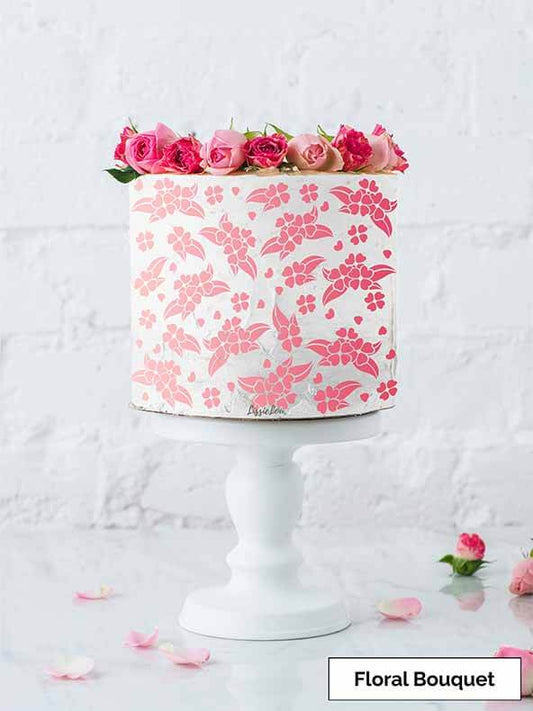 Floral Bouquet Cake Stencil - Full Size Design