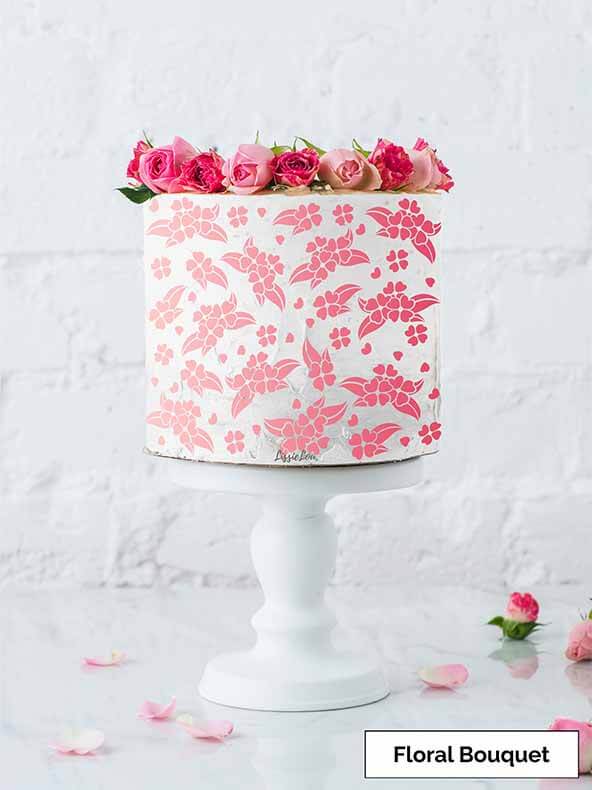 Floral Bouquet Cake Stencil - Full Size Design