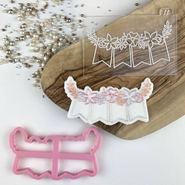 Floral Bunting Wedding Cookie Cutter and Embosser
