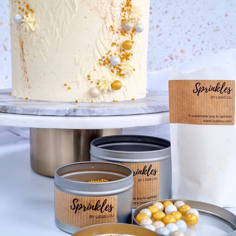 Gold, Ivory and White Balls Sprinkle Mix