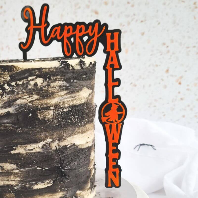 Over The Edge Halloween Double Layer Cake Topper Premium 3mm Acrylic