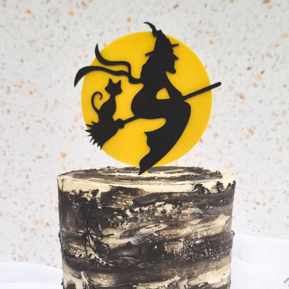 Halloween Witch and Moon Acrylic Cake Topper Premium 3mm Acrylic