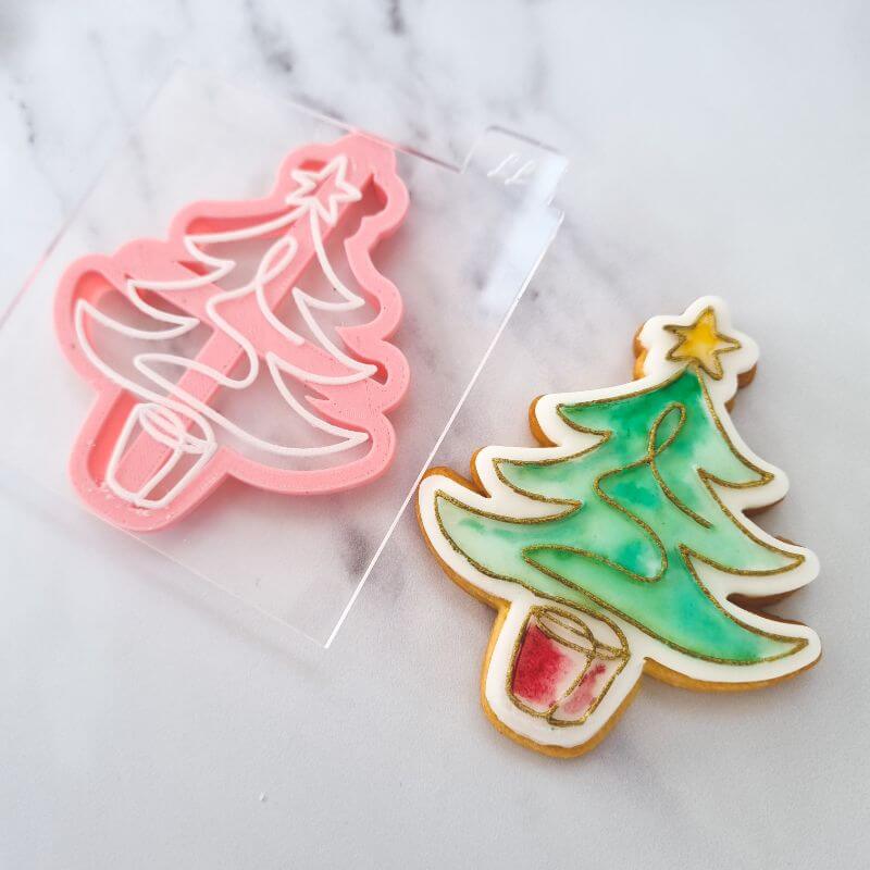 Modern Christmas Tree Cookie Cutter and Embosser