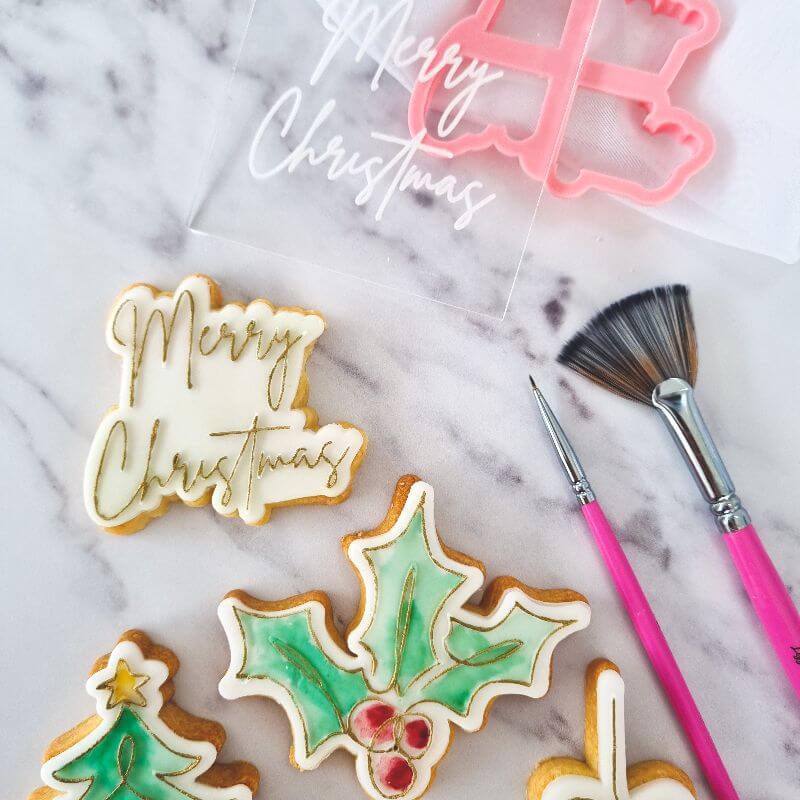 Merry Christmas Style 2 Cookie Cutter and Embosser