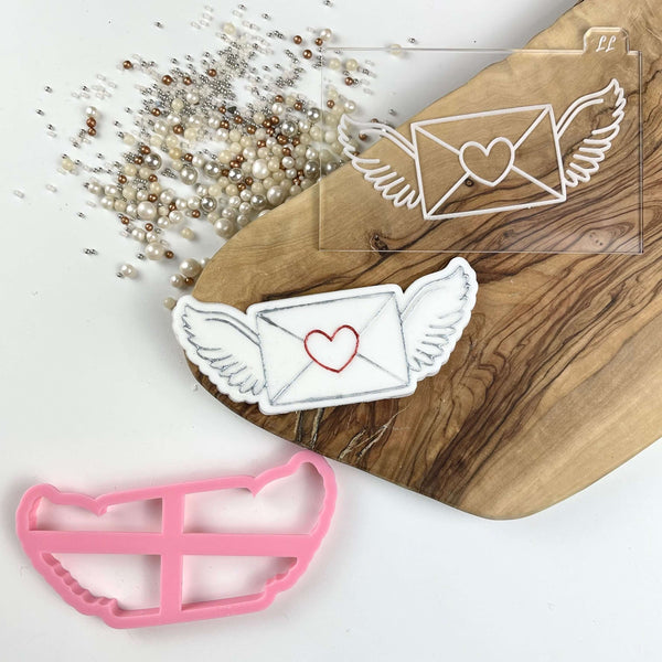 Flying Envelope with Wings Valentine's Cookie Cutter and Embosser
