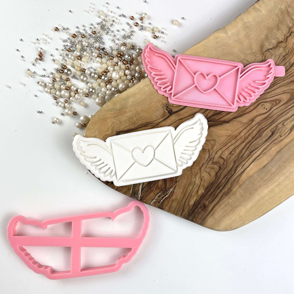 Flying Envelope with Wings Valentine's Cookie Cutter and Stamp