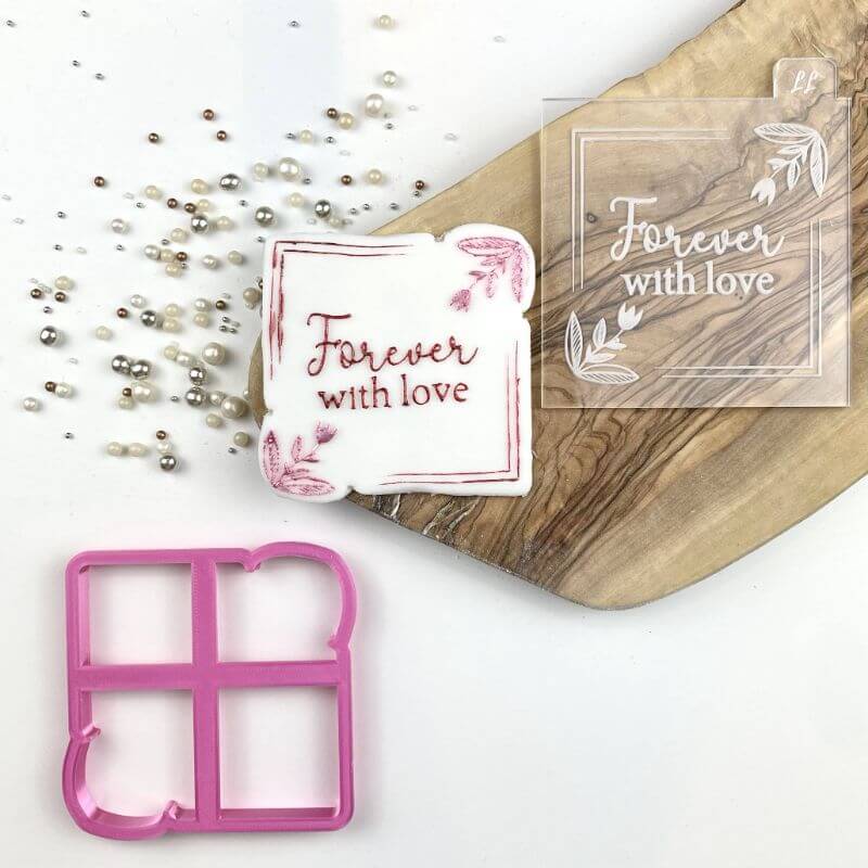 Forever with Love in Square Border Valentine's Cookie Cutter and Embosser