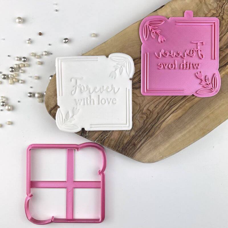 Forever With Love in Square Border Valentine's Cookie Cutter and Stamp