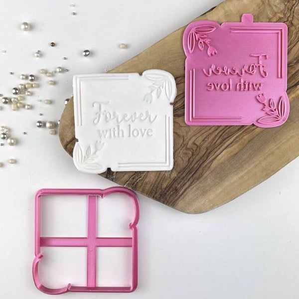 Forever With Love in Square Border Valentine's Cookie Cutter and Stamp