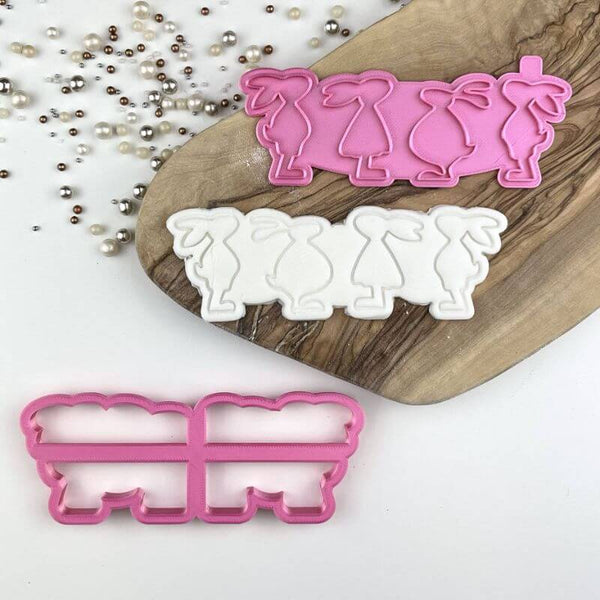 Four Easter Rabbit Friends Cookie Cutter and Stamp