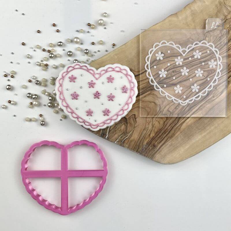 Frilly Heart Valentine's Cookie Cutter and Embosser