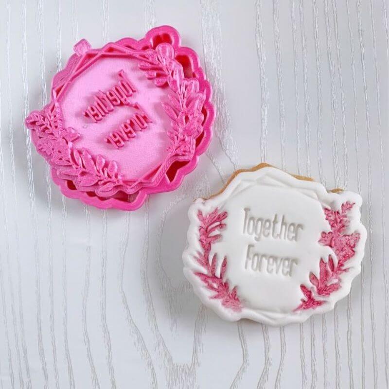 Together Forever Floral Hexagon Valentine's Cookie Cutter and Stamp