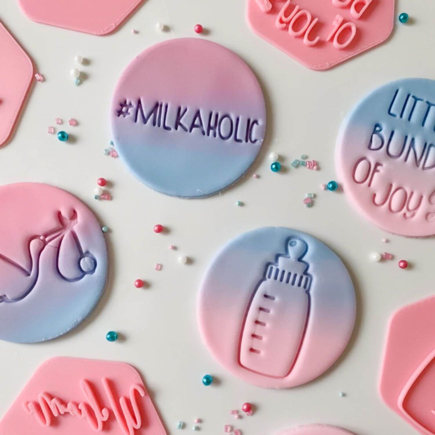 #Milkaholic Baby Shower Cookie Stamp