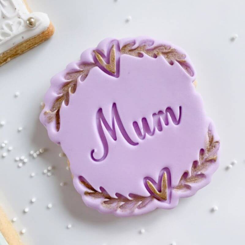 Mum with Heart and Vine Border Mother's Day Cookie Cutter and Stamp