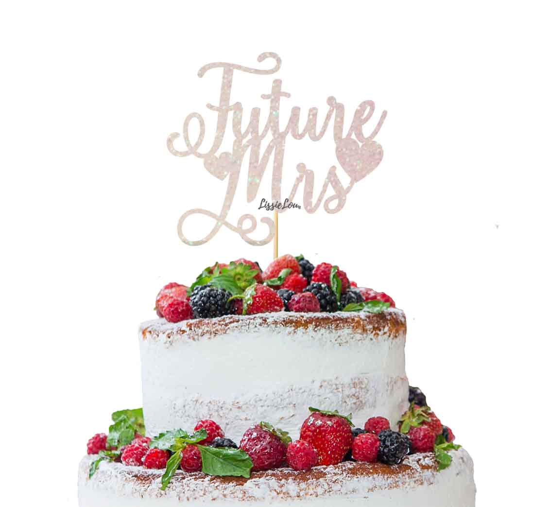 Future Mrs Hen Party Cake Topper Glitter Card White 