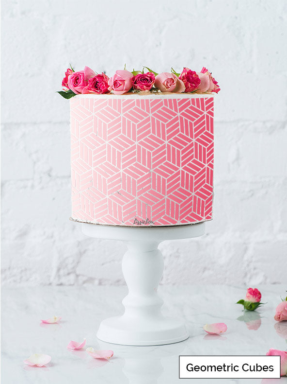 Geometric Cubes Cake Stencil - Full Size Design