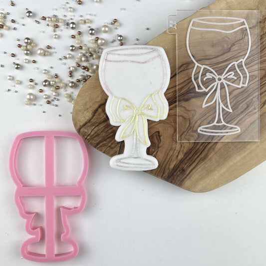 Gin Glass with Bow Hen Party Cookie Cutter and Embosser