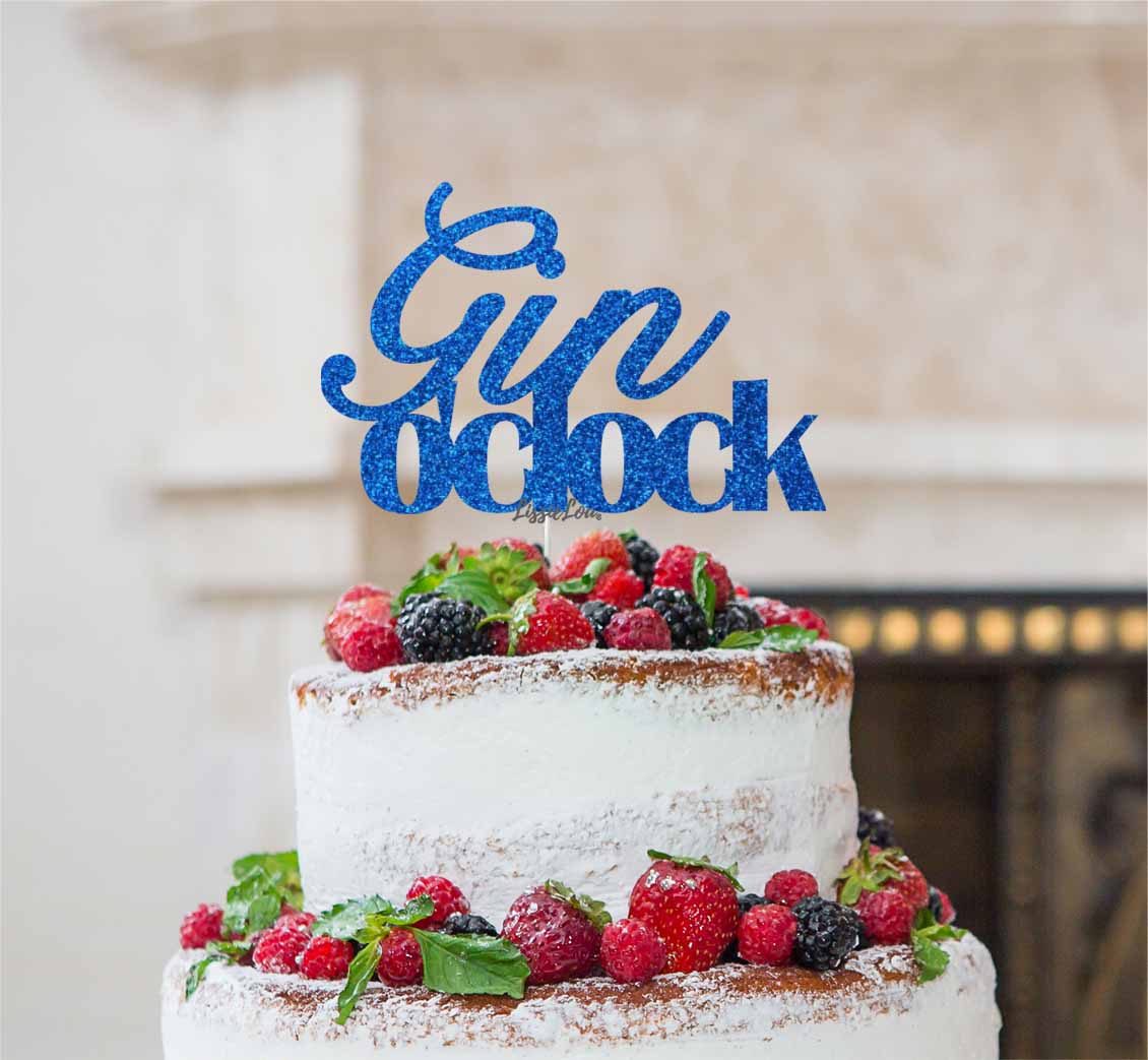 Gin O'Clock Cake Topper Cake Topper Glitter Card Dark Blue