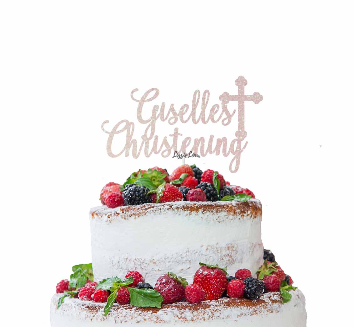 Bespoke Name Christening Pretty Font Cake Topper White