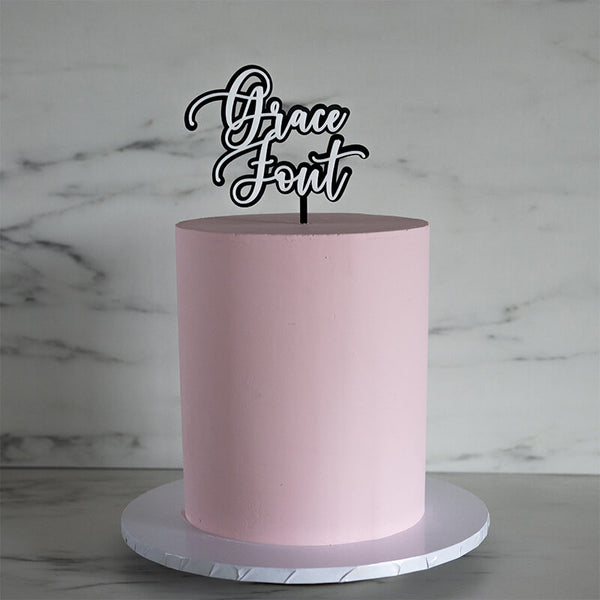 Grace Font Double Layer Custom Cake Topper or Cake Motif Premium 3mm Acrylic or Birch Wood