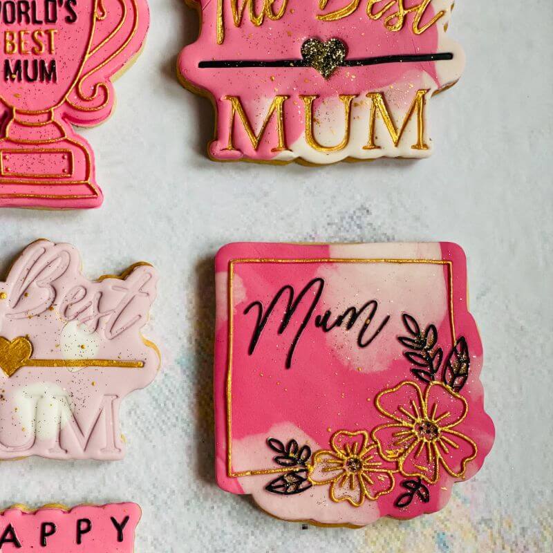 Mum in Square with Flowers Mother's Day Cookie Cutter and Embosser