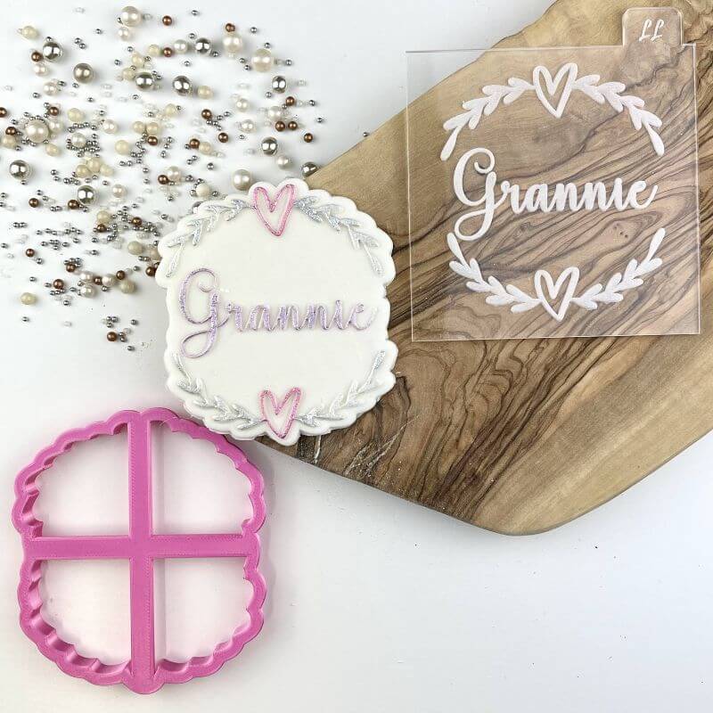 Grannie with Heart and Vine Border Mother's Day Cookie Cutter and Embosser