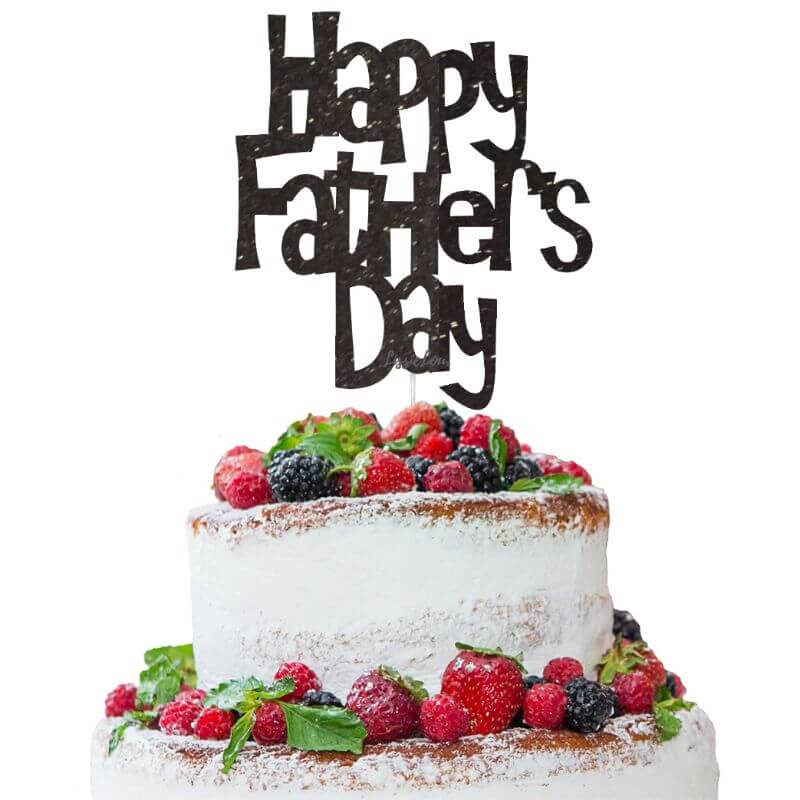 Happy Father's Day Fun Style Cake Topper Glitter Card