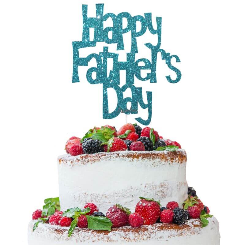 Happy Father's Day Fun Style Cake Topper Glitter Card