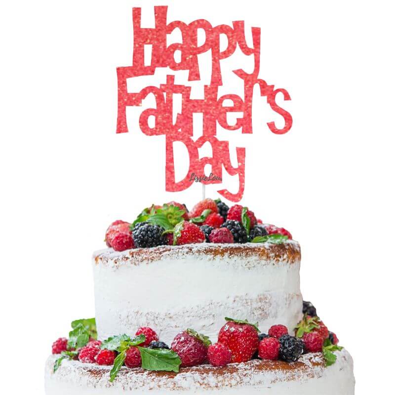 Happy Father's Day Fun Style Cake Topper Glitter Card