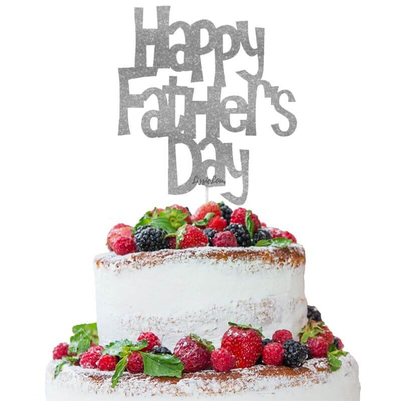 Happy Father's Day Fun Style Cake Topper Glitter Card